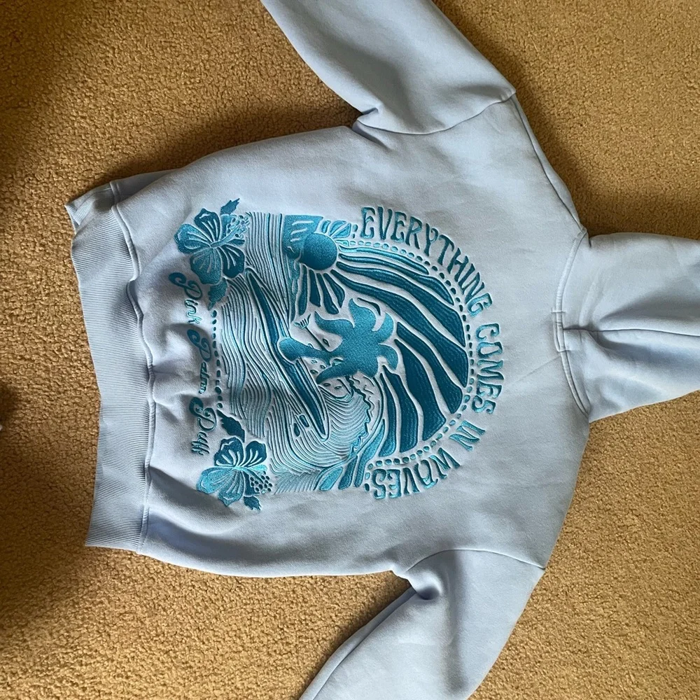 Blue Pink Palm Puff Hoodie - Picture 2 of 5